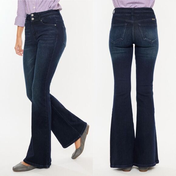 NWT Kancan Dark Denim Vida High Rise Flare Jeans Size 9/28 - Picture 1 of 7